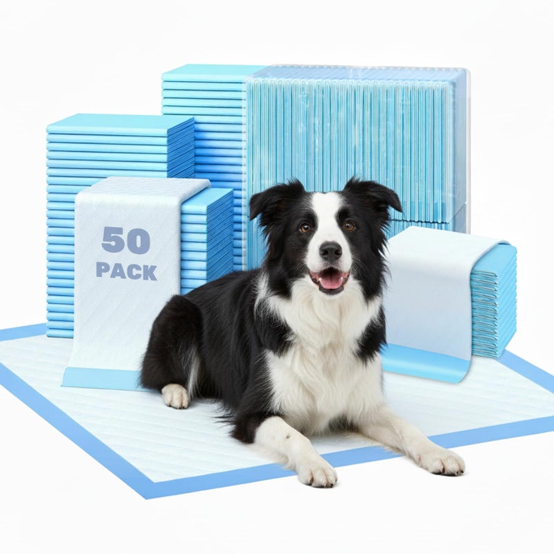 FluffyDream Super Absorbent Waterproof Dog and Puppy Pet Training Pad, Housebreaking Pet Pad,Blue (17.6"x23.6" (50PCS)) - Image 1